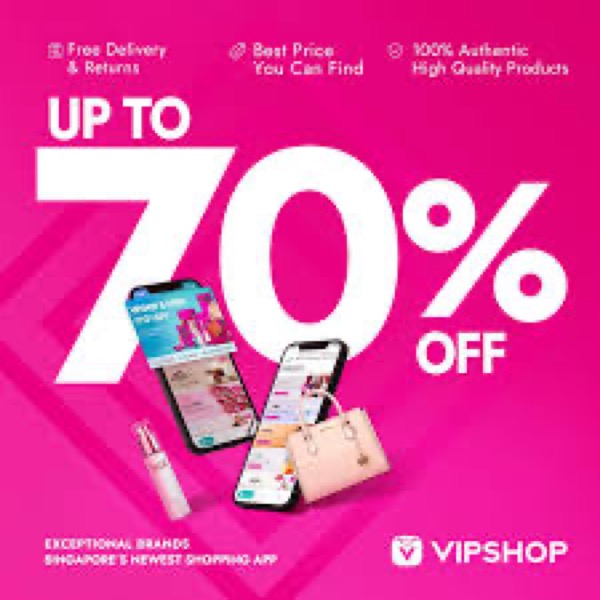 Vipshop promotional creative — Up to 70% off premium brands